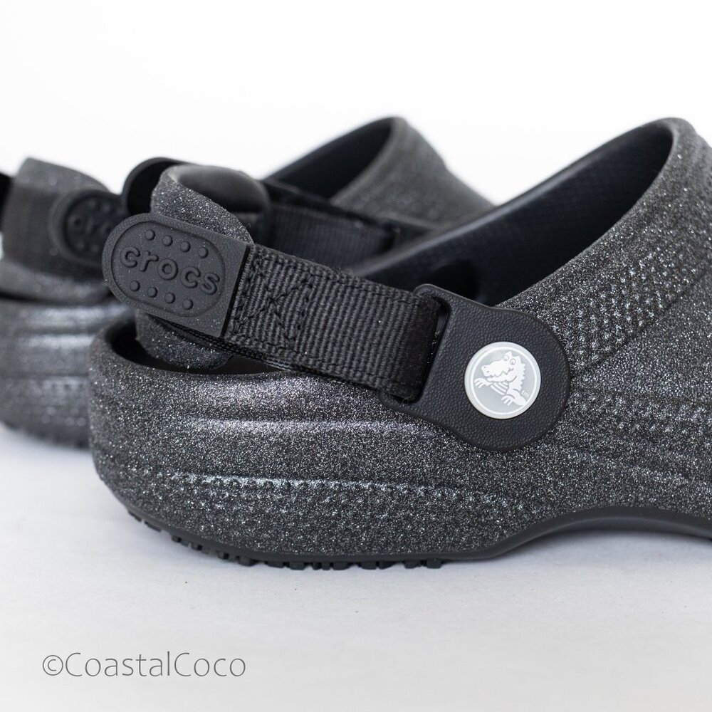 Crocs Classic Work Graphic Clog Hook & Loop Unisex M 7 / W 9 Shoes Black Glitter - Picture 4 of 10